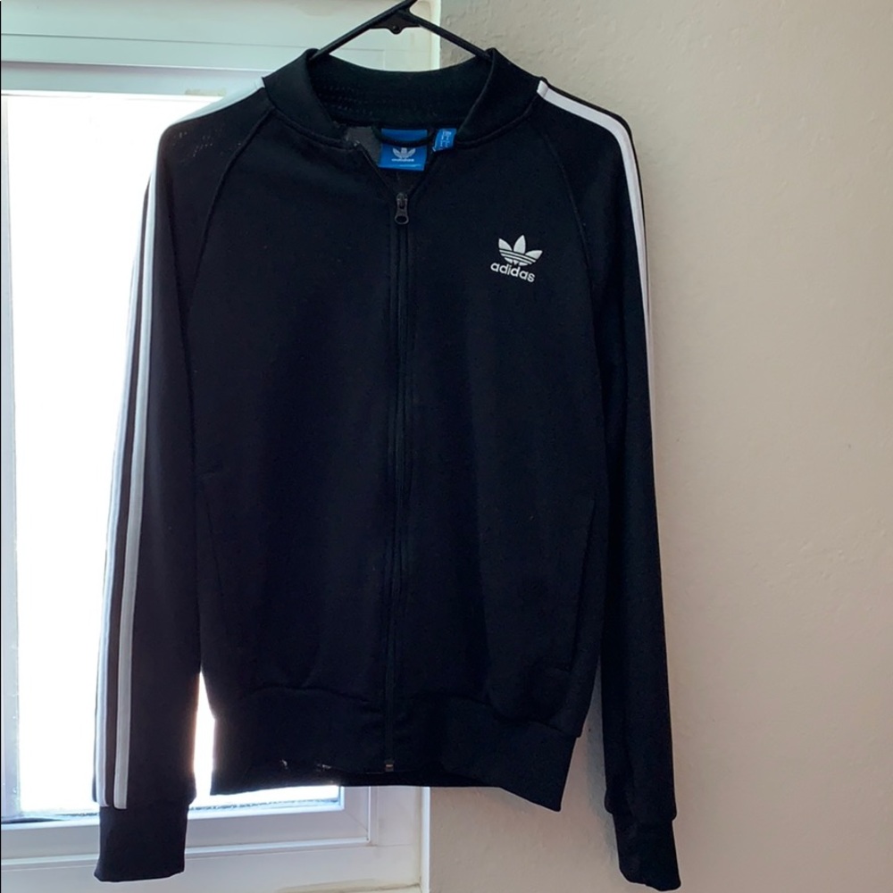 Black Adidas sweater, with 3 stripes